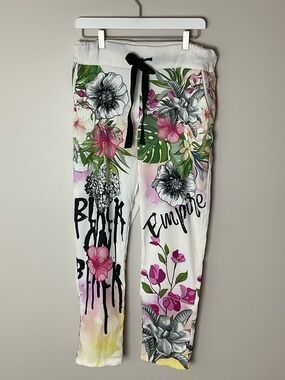 Womens Gigi Moda Floral Print Dreasy White Floral Jogger Tropical Artsy Sz Small